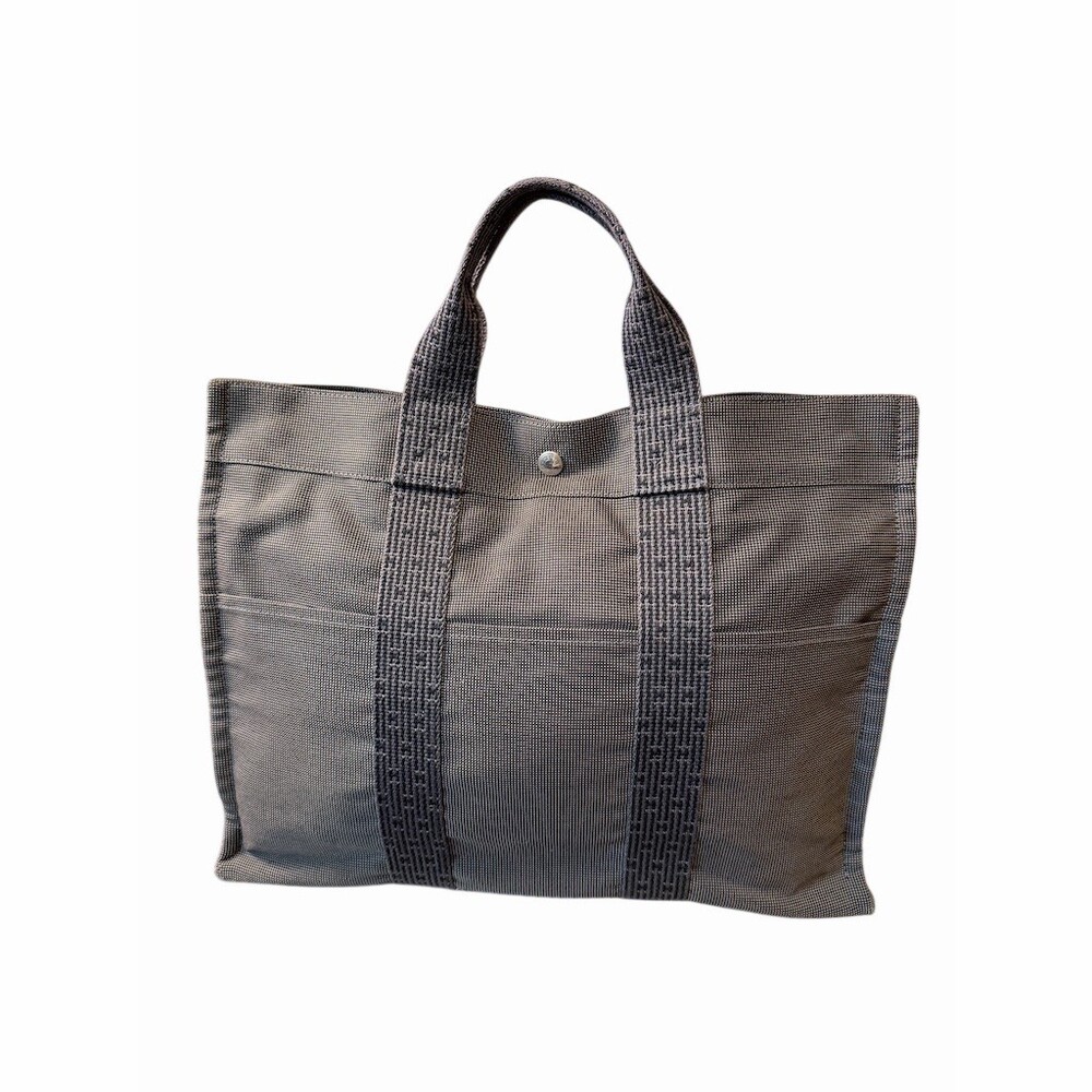 Hermes Grey Herline MM Tote Bag Medium Zip Top With Snaps